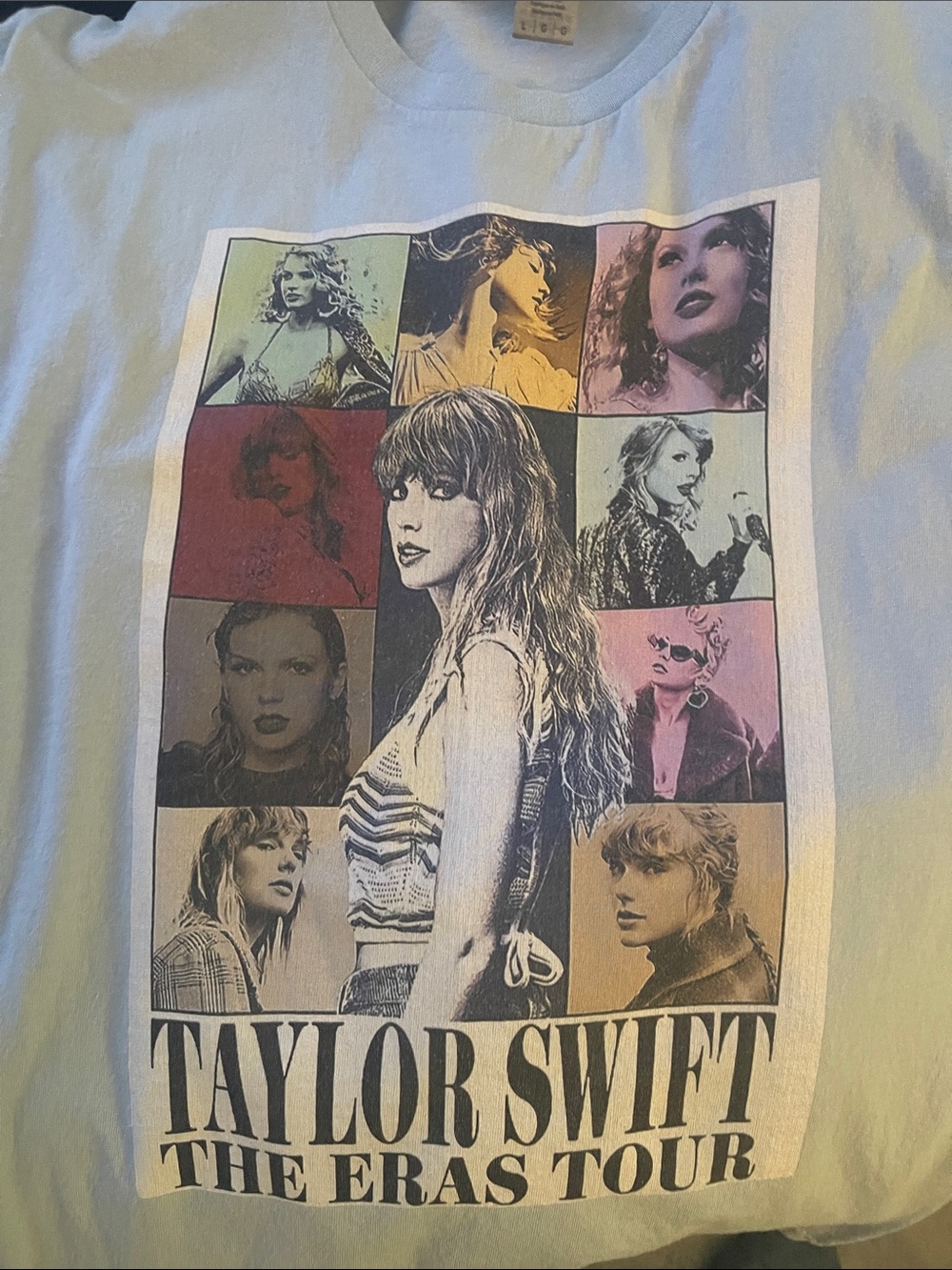 Taylor Swift Multi-Image Graphic Tee — Light Blue